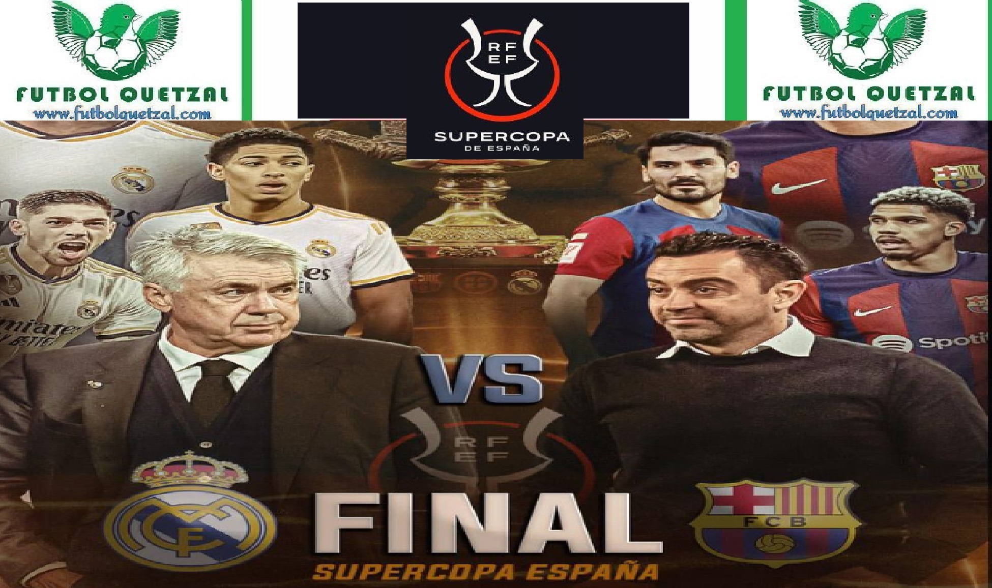 VER Barcelona vs Real Madrid HOY EN VIVO GRATIS ver hoy Supercopa España 2024 Futbol Quetzal